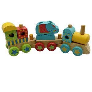 Circo Wooden Train Set With Elephant & Decorative Blocks